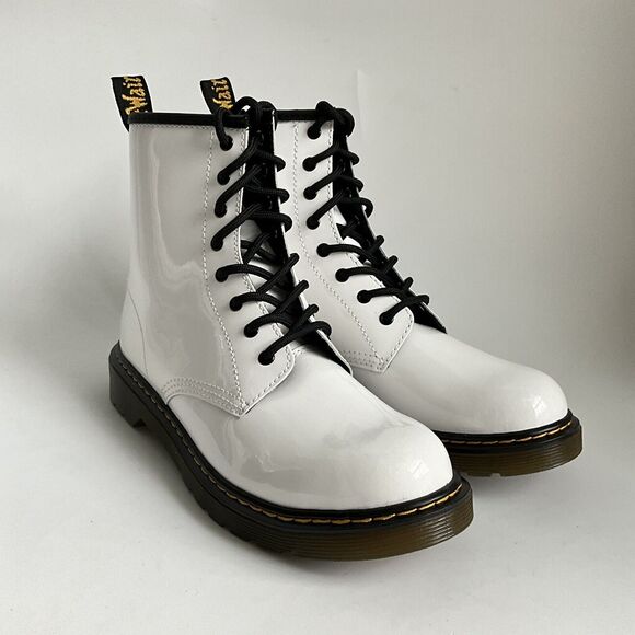 Dr. Martens Bootie White Patent Leather 8-Eye Boots 6 - Picture 11 of 11